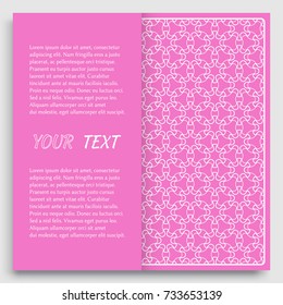 Card, Invitation, cover template design, line art background. Abstract geometric pattern with place for the text. Tribal ethnic ornament in arabic style. Christmas, New Year card decoration