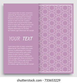 Card, Invitation, cover template design, line art background. Abstract geometric pattern with place for the text. Tribal ethnic ornament in arabic style. Christmas, New Year card decoration