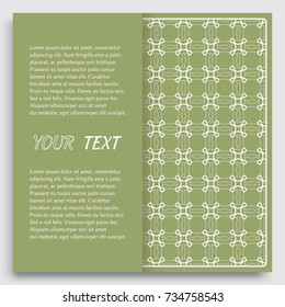 Card, Invitation, cover template design, line art background. Abstract geometric pattern with place for the text. Tribal ethnic ornament in arabic style. Christmas, New Year card decoration