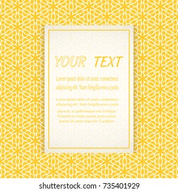 Card, Invitation, cover template design, line art background. Abstract geometric pattern with place for the text. Tribal ethnic ornament in arabic style. Christmas, New Year card decoration