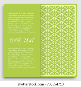 Card, Invitation, cover template design, line art background. Abstract geometric pattern with place for the text. Tribal ethnic ornament in arabic style. Christmas, New Year card decoration