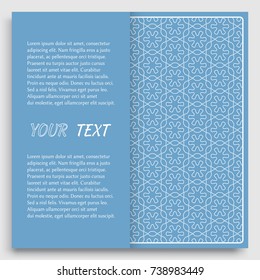 Card, Invitation, cover template design, line art background. Abstract geometric pattern with place for the text. Tribal ethnic ornament in arabic style. Christmas, New Year card decoration