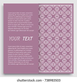 Card, Invitation, cover template design, line art background. Abstract geometric pattern with place for the text. Tribal ethnic ornament in arabic style. Christmas, New Year card decoration