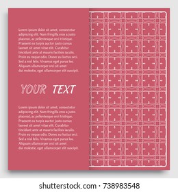 Card, Invitation, cover template design, line art background. Abstract geometric pattern with place for the text. Tribal ethnic ornament in arabic style. Christmas, New Year card decoration