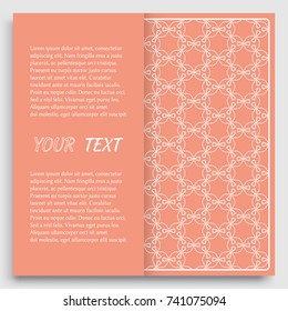 Card, Invitation, cover template design, line art background. Abstract geometric pattern with place for the text. Tribal ethnic ornament in arabic style. Christmas, New Year card decoration