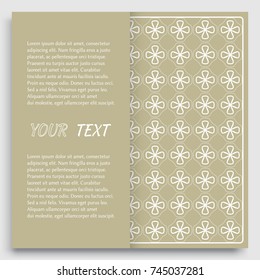 Card, Invitation, cover template design, line art background. Abstract geometric pattern with place for the text. Tribal ethnic ornament in arabic style. Christmas, New Year card decoration'