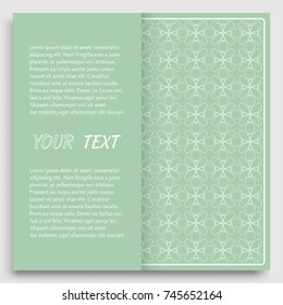 Card, Invitation, cover template design, line art background. Abstract geometric pattern with place for the text. Tribal ethnic ornament in arabic style. Christmas, New Year card decoration'