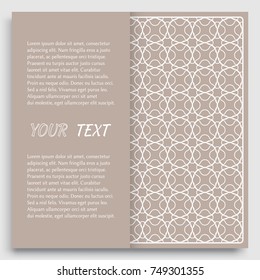 Card, Invitation, cover template design, line art background. Abstract geometric pattern with place for the text. Tribal ethnic ornament in arabic style. Christmas, New Year card decoration'