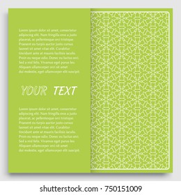 Card, Invitation, cover template design, line art background. Abstract geometric pattern with place for the text. Tribal ethnic ornament in arabic style. Christmas, New Year card decoration'