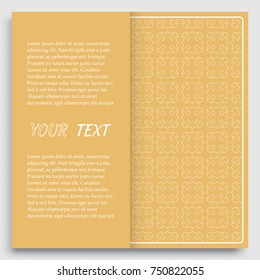 Card, Invitation, cover template design, line art background. Abstract geometric pattern with place for the text. Tribal ethnic ornament in arabic style. Christmas, New Year card decoration'
