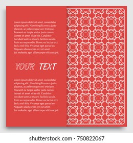 Card, Invitation, cover template design, line art background. Abstract geometric pattern with place for the text. Tribal ethnic ornament in arabic style. Christmas, New Year card decoration'