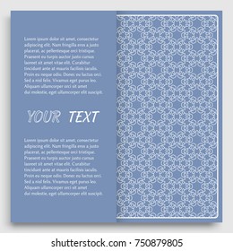 Card, Invitation, cover template design, line art background. Abstract geometric pattern with place for the text. Tribal ethnic ornament in arabic style. Christmas, New Year card decoration'