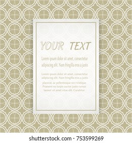 Card, Invitation, cover template design, line art background. Abstract geometric pattern with place for the text. Tribal ethnic ornament in arabic style. Christmas, New Year card decoration