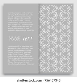 Card, Invitation, cover template design, line art background. Abstract geometric pattern with place for the text. Tribal ethnic ornament in arabic style. Christmas, New Year card decoration'