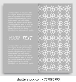 Card, Invitation, cover template design, line art background. Abstract geometric pattern with place for the text. Tribal ethnic ornament in arabic style. Christmas, New Year card decoration'