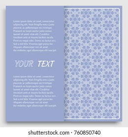 Card, Invitation, cover template design, line art background. Abstract geometric pattern with place for the text. Tribal ethnic ornament in arabic style. Christmas, New Year card decoration'