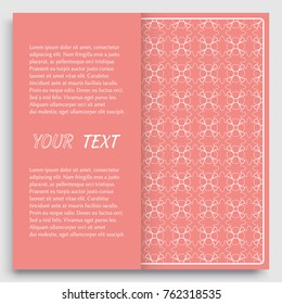 Card, Invitation, cover template design, line art background. Abstract geometric pattern with place for the text. Tribal ethnic ornament in arabic style. Christmas, New Year card decoration'