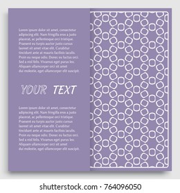 Card, Invitation, cover template design, line art background. Abstract geometric pattern with place for the text. Tribal ethnic ornament in arabic style. Christmas, New Year card decoration'