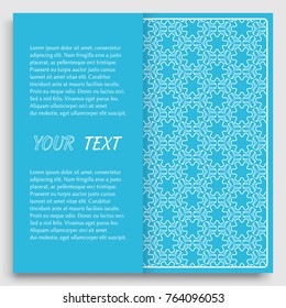 Card, Invitation, cover template design, line art background. Abstract geometric pattern with place for the text. Tribal ethnic ornament in arabic style. Christmas, New Year card decoration'