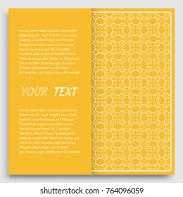 Card, Invitation, cover template design, line art background. Abstract geometric pattern with place for the text. Tribal ethnic ornament in arabic style. Christmas, New Year card decoration'
