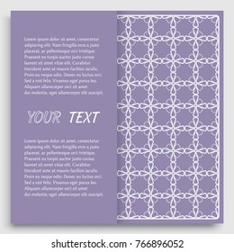 Card, Invitation, cover template design, line art background. Abstract geometric pattern with place for the text. Tribal ethnic ornament in arabic style. Christmas, New Year card decoration'