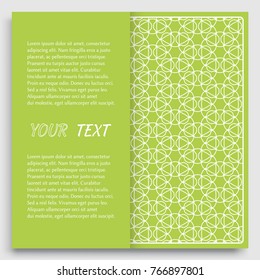 Card, Invitation, cover template design, line art background. Abstract geometric pattern with place for the text. Tribal ethnic ornament in arabic style. Christmas, New Year card decoration'