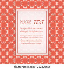 Card, Invitation, cover template design, line art background. Abstract geometric pattern with place for the text. Tribal ethnic ornament in arabic style. Christmas, New Year card decoration