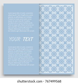Card, Invitation, cover template design, line art background. Abstract geometric pattern with place for the text. Tribal ethnic ornament in arabic style. Christmas, New Year card decoration'