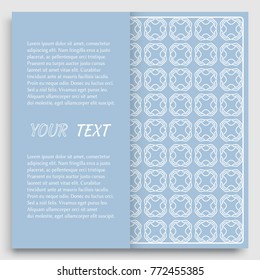 Card, Invitation, cover template design, line art background. Abstract geometric pattern with place for the text. Tribal ethnic ornament in arabic style. Christmas, New Year card decoration'