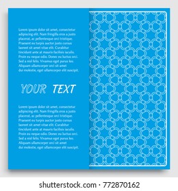 Card, Invitation, cover template design, line art background. Abstract geometric pattern with place for the text. Tribal ethnic ornament in arabic style. Christmas, New Year card decoration'