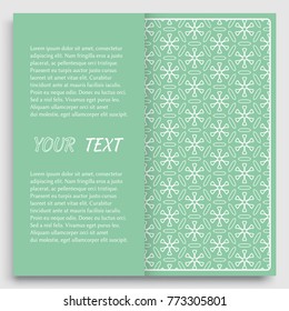 Card, Invitation, cover template design, line art background. Abstract geometric pattern with place for the text. Tribal ethnic ornament in arabic style. Christmas, New Year card decoration'