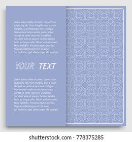 Card, Invitation, cover template design, line art background. Abstract geometric pattern with place for the text. Tribal ethnic ornament in arabic style. Christmas, New Year card decoration'