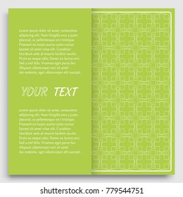 Card, Invitation, cover template design, line art background. Abstract geometric pattern with place for the text. Tribal ethnic ornament in arabic style. Christmas, New Year card decoration'