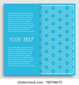 Card, Invitation, cover template design, line art background. Abstract geometric pattern with place for the text. Tribal ethnic ornament in arabic style. Christmas, New Year card decoration'