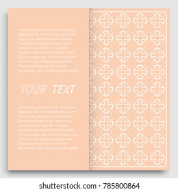 Card, Invitation, cover template design, line art background. Abstract geometric pattern with place for the text. Tribal ethnic ornament in arabic style. Christmas, New Year card decoration'