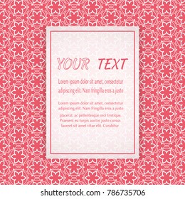Card, Invitation, cover template design, line art background. Abstract geometric pattern with place for the text. Tribal ethnic ornament in arabic style. Christmas, New Year card decoration