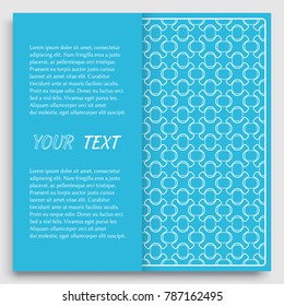 Card, Invitation, cover template design, line art background. Abstract geometric pattern with place for the text. Tribal ethnic ornament in arabic style. Christmas, New Year card decoration'
