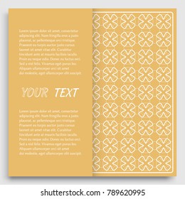 Card, Invitation, cover template design, line art background. Abstract geometric pattern with place for the text. Tribal ethnic ornament in arabic style. Christmas, New Year card decoration'