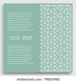 Card, Invitation, cover template design, line art background. Abstract geometric pattern with place for the text. Tribal ethnic ornament in arabic style. Christmas, New Year card decoration'