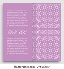 Card, Invitation, cover template design, line art background. Abstract geometric pattern with place for the text. Tribal ethnic ornament in arabic style. Christmas, New Year card decoration'