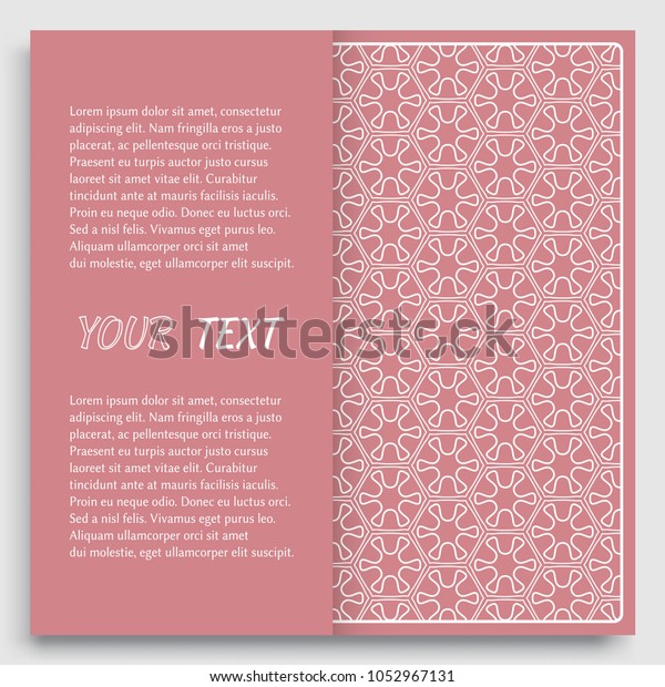 Card, Invitation, cover template design, line
art background. Abstract geometric pattern with place for the text.
Tribal ethnic ornament in arabic style. Christmas, New Year card
decoration'