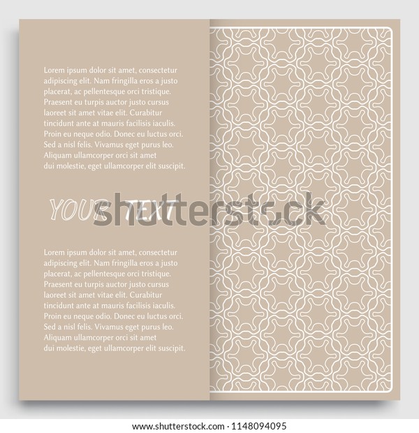 Card, Invitation, cover template design, line\
art background. Abstract geometric pattern with place for the text.\
Tribal ethnic ornament in arabic style. Christmas, New Year card\
decoration\'