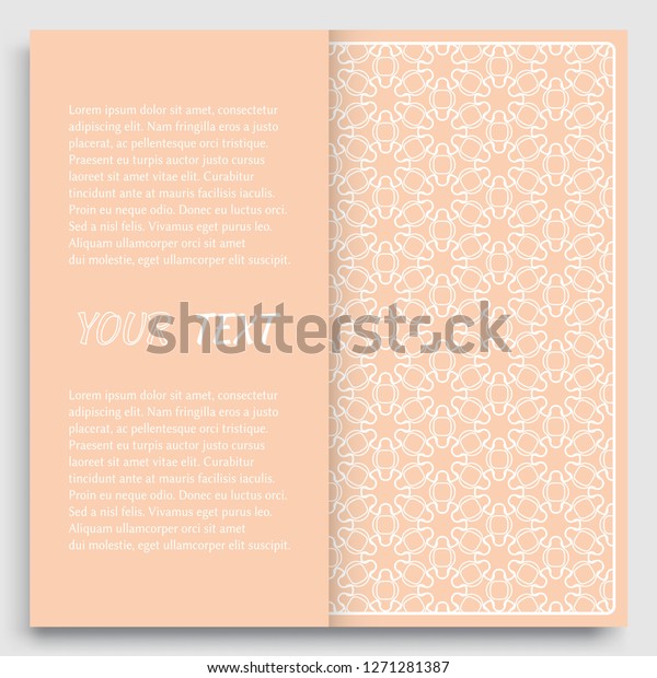 Card, Invitation, cover template design, line
art background. Abstract geometric pattern with place for the text.
Tribal ethnic ornament in arabic style. Christmas, New Year card
decoration