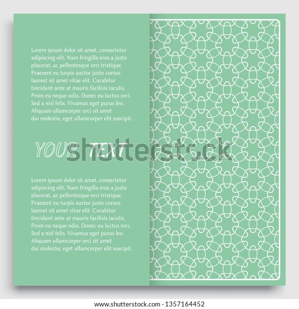 Card, Invitation, cover template design, line\
art background. Abstract geometric pattern with place for the text.\
Tribal ethnic ornament in arabic style. Christmas, New Year card\
decoration