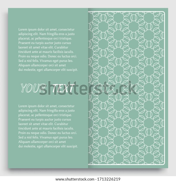 Card, Invitation, cover template design, line\
art background. Abstract geometric pattern with place for the text.\
Tribal ethnic ornament in arabic style. Christmas, New Year card\
decoration