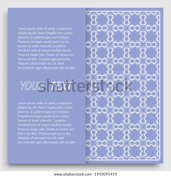 Card, Invitation, cover template design, line
art background. Abstract geometric pattern with place for the text.
Tribal ethnic ornament in arabic style. Christmas, New Year card
decoration