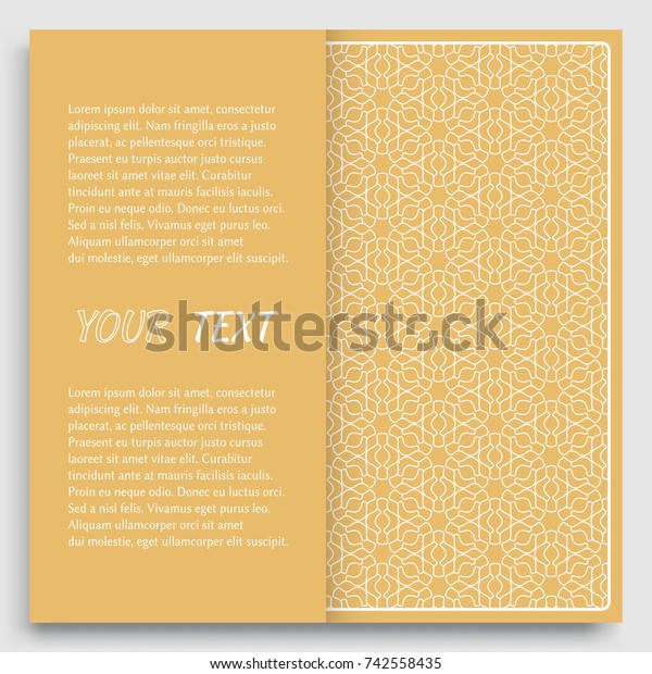 Card,\
Invitation, cover template design, line art background. Abstract\
geometric pattern with placefor the text. Tribal ethnic ornament in\
arabic style. Christmas, New Year card\
decoration