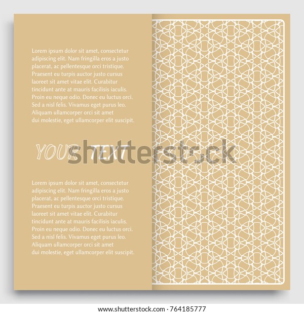 Card, Invitation, cover template design, line\
art background. Abstract geometric pattern with place for the text.\
Tribal ethnic ornament in arabic style. Christmas, New Year card\
decoration\'