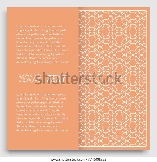 Card, Invitation, cover template design, line\
art background. Abstract geometric pattern with place for the text.\
Tribal ethnic ornament in arabic style. Christmas, New Year card\
decoration\'