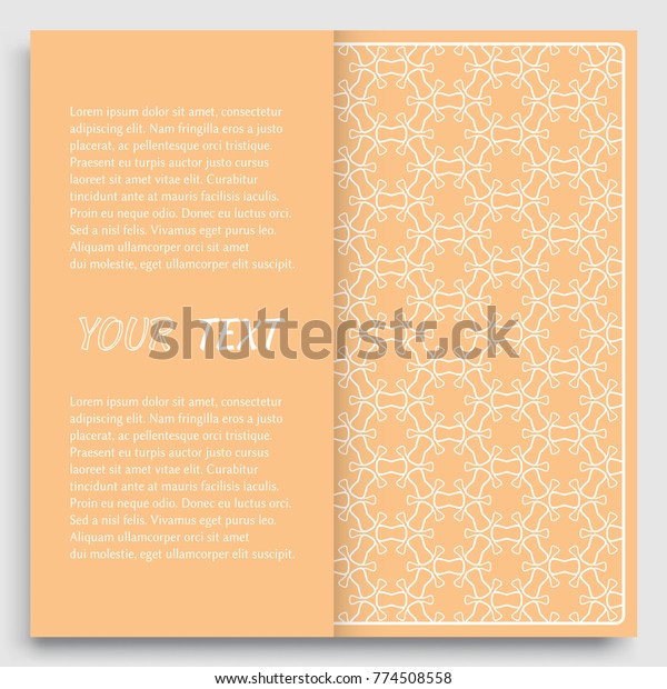 Card, Invitation, cover template design, line
art background. Abstract geometric pattern with place for the text.
Tribal ethnic ornament in arabic style. Christmas, New Year card
decoration'